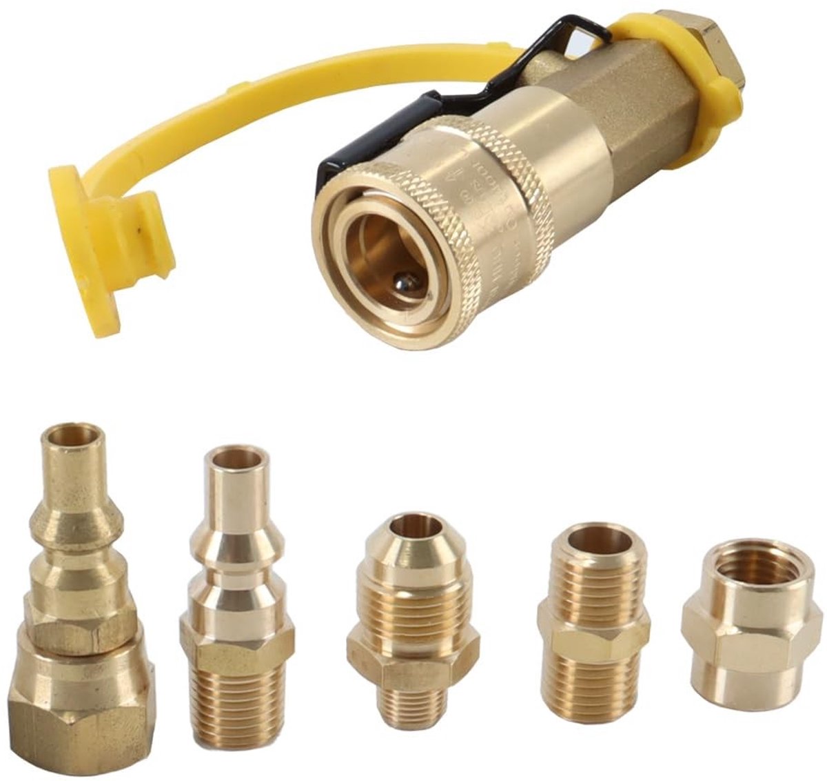 Omgoods - 7-delige Propaan Snelkoppeling Adapter Set met Afsluitklep