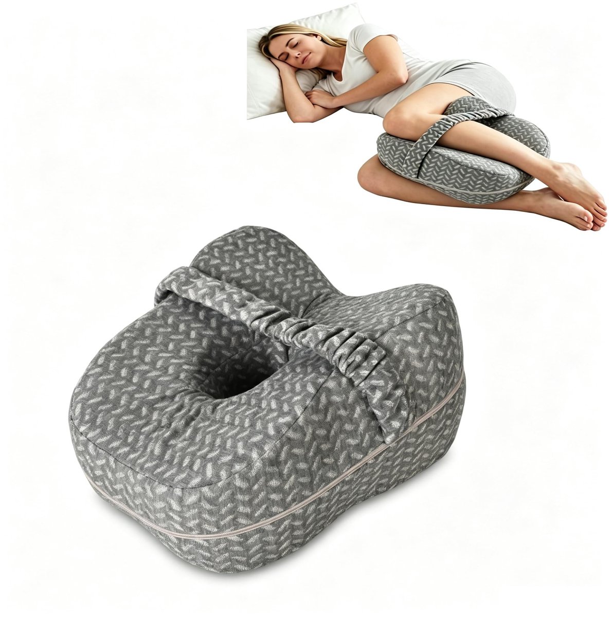 Omgoods - Ergonomisch Kniekussen - Geheugenfoam voor Zijslapers - Grijs