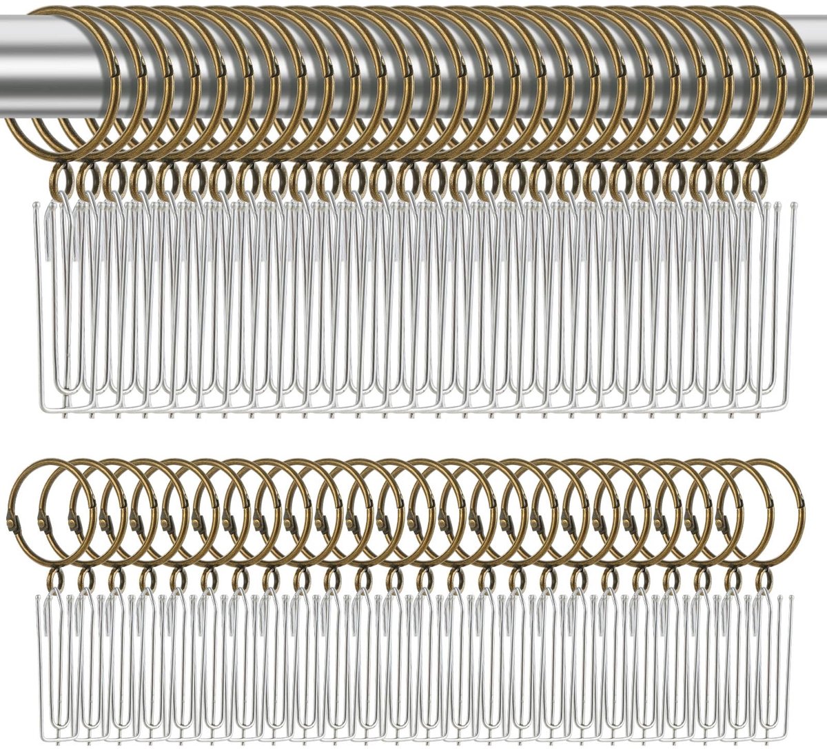 Omgoods - 80 Stuks Metalen Gordijnringen - Antiek Brons, 38 mm Binnendiameter