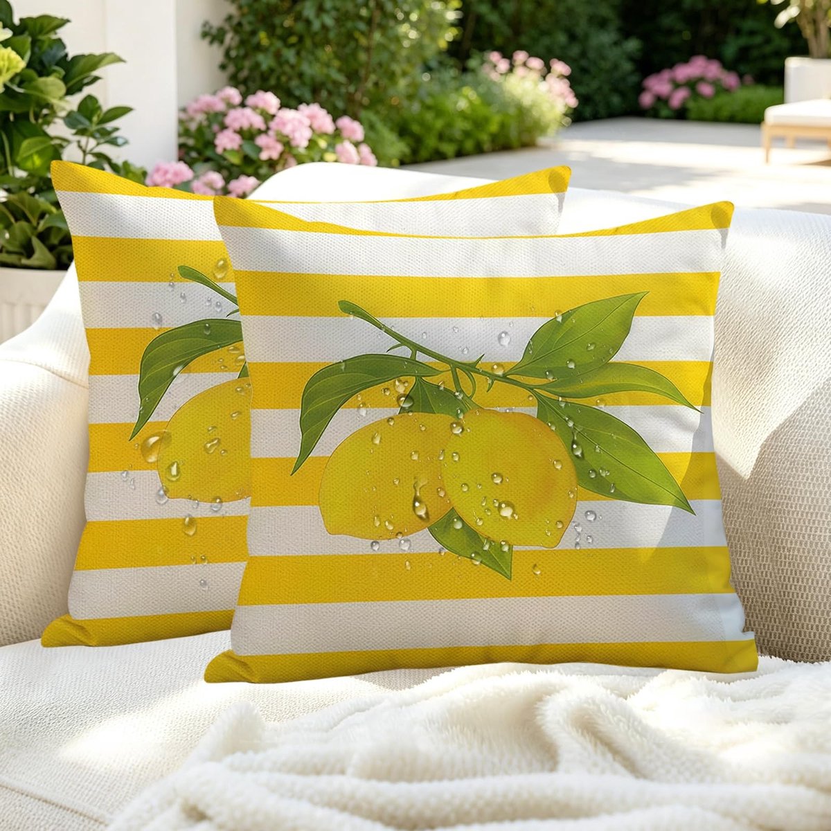 Omgoods - 2 Stuks Waterdichte Kussenhoes 40 x 40 cm - Voor Buiten en Binnen