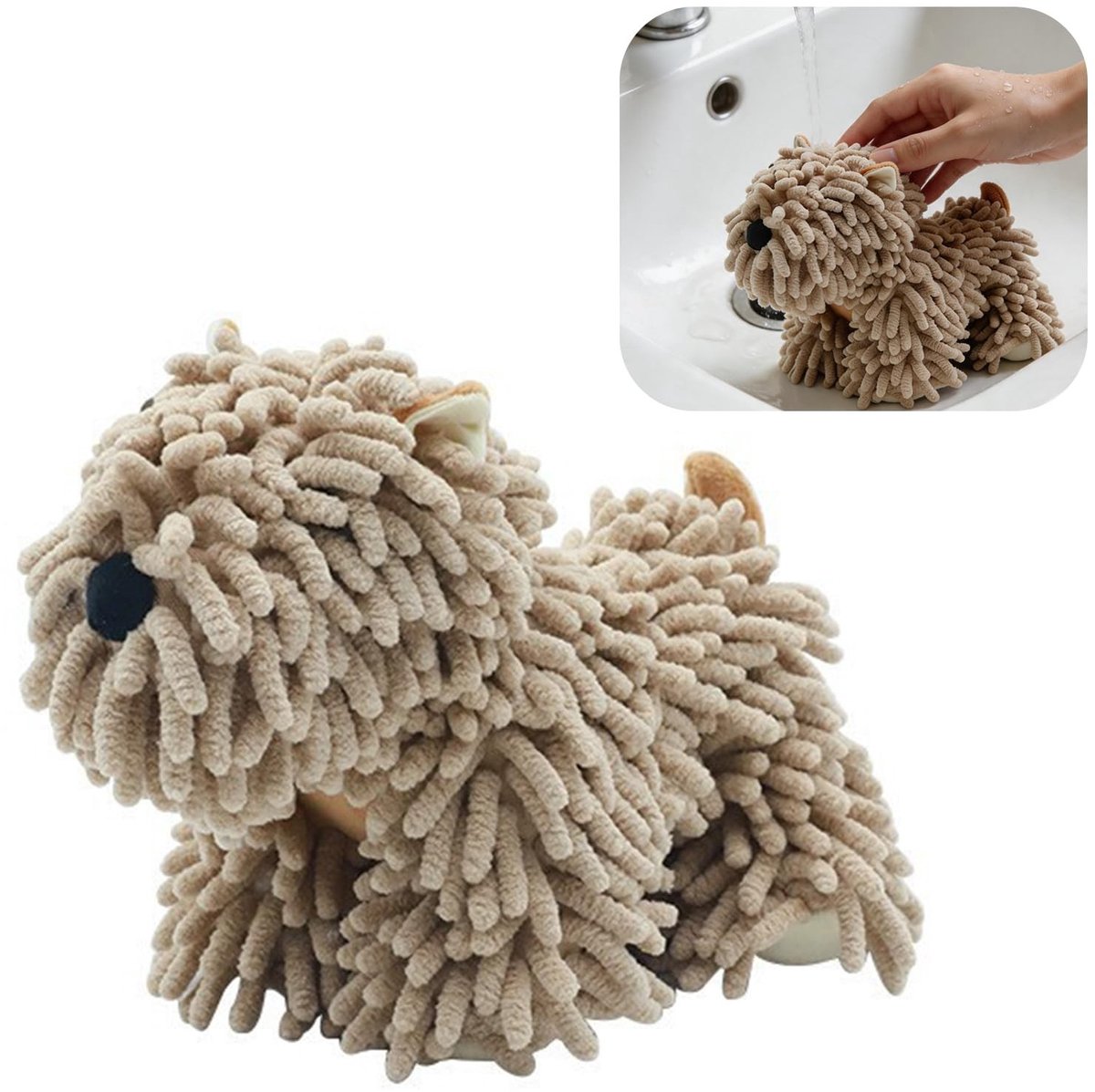 Omgoods - Zachte Chenille Handdoek in de Vorm van een Puppy, Absorberend en Wasbaar