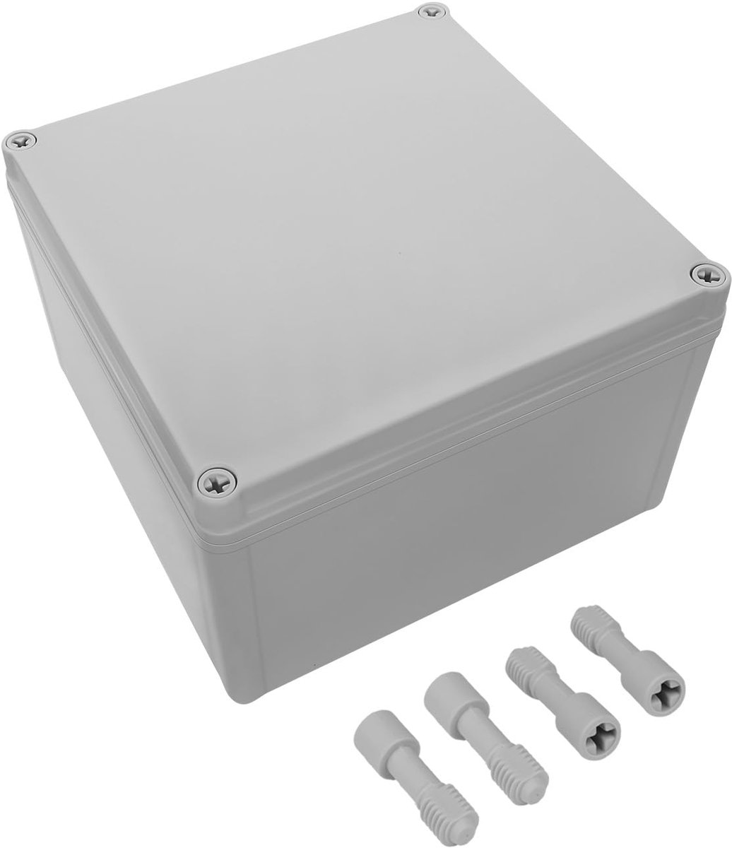 IP67 waterdichte aansluitdoos, ABS-kunststof elektrobox, stofdicht behuizing voor elektronica, aansluitkasten voor DIY-projecten, grijs, 200 x 200 x 130 mm