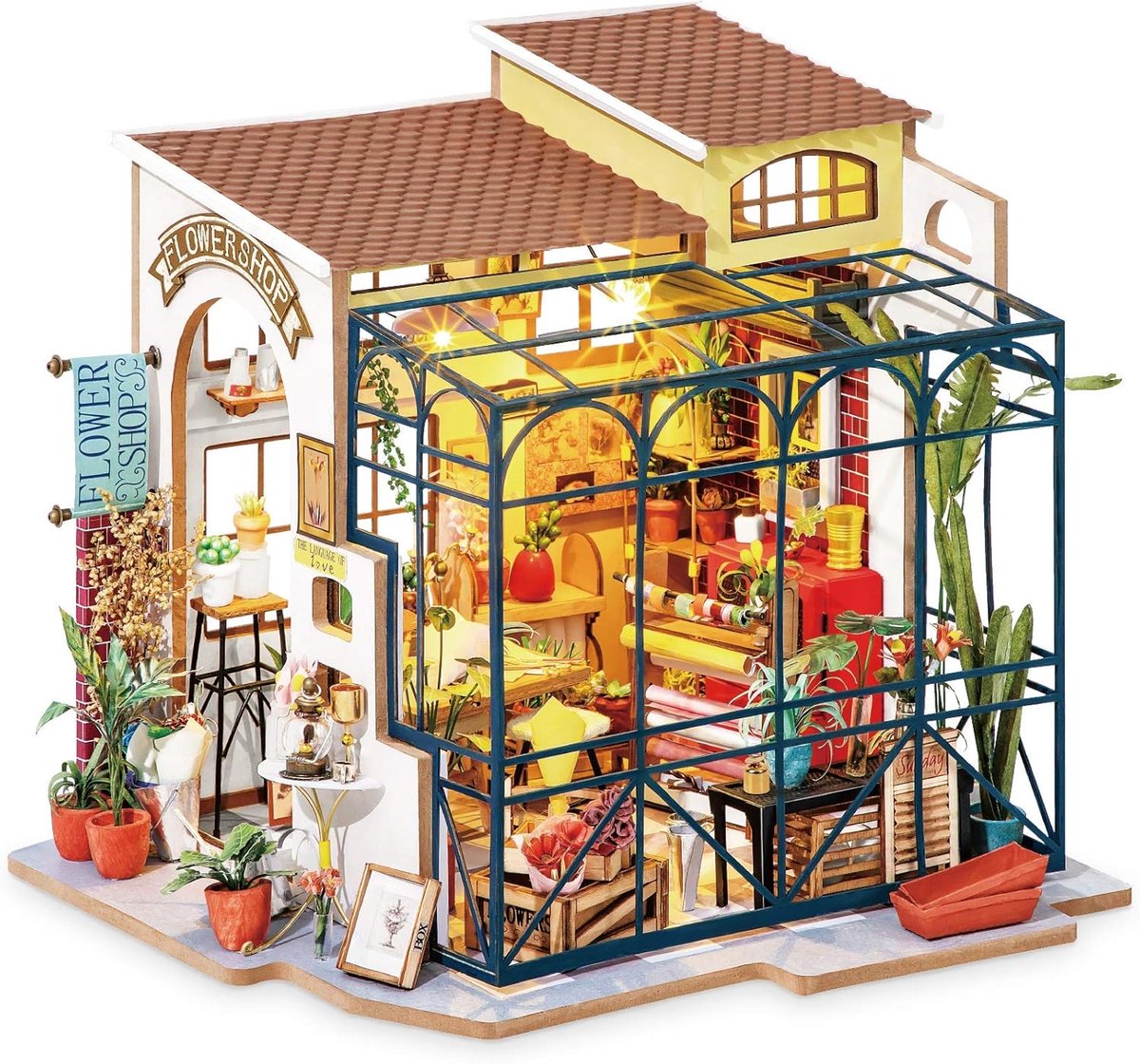 Mini DIY Craft Poppenhuis Kit - Bloemenwinkel Model voor Volwassenen en Tieners als Verjaardagscadeau