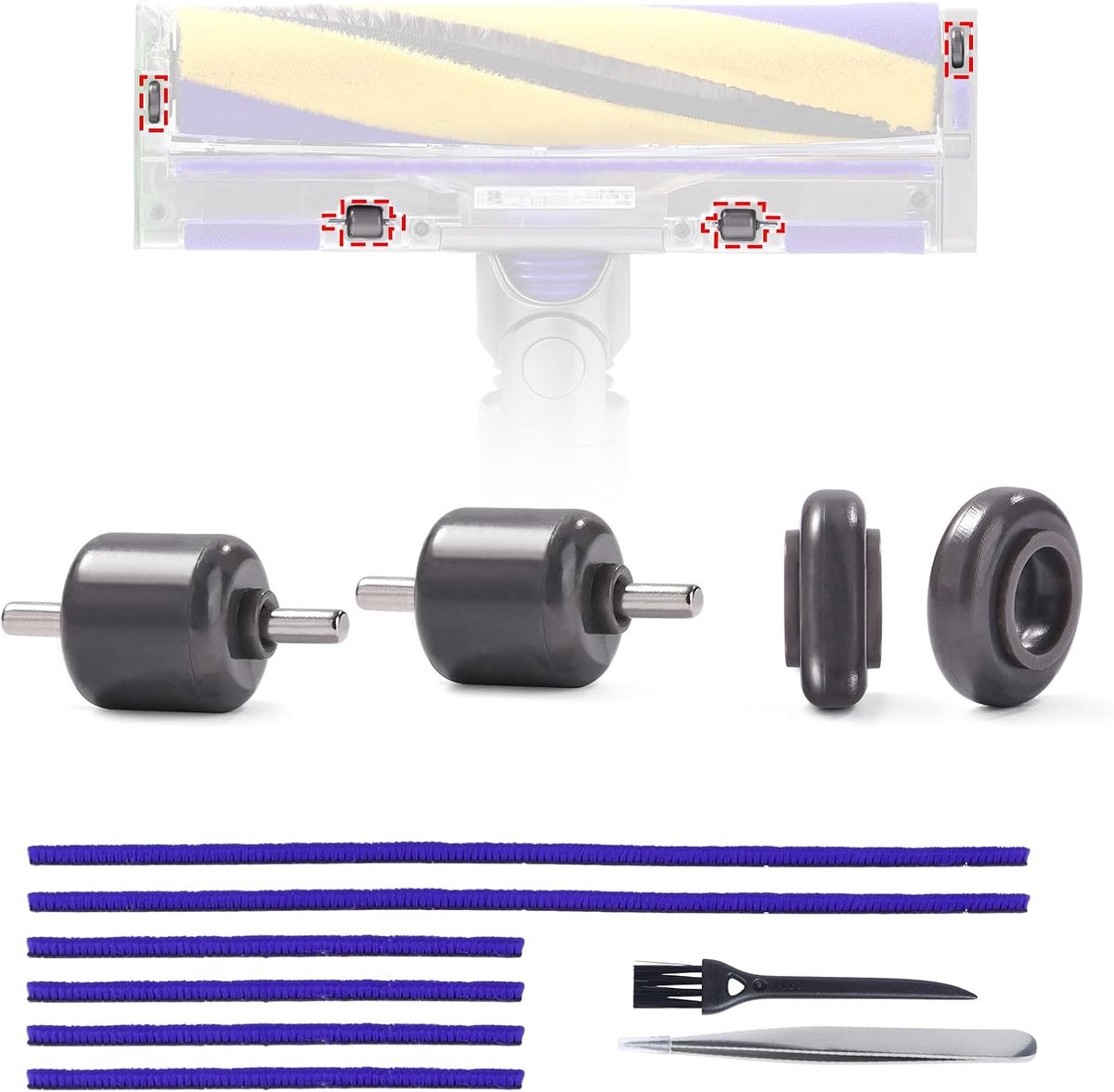 + Wielrollen voor Dyson V15, V10 Slim, V12 Detect Slim Absolute vervangstukken, stofzuigerzoolplaataccessoires met assen