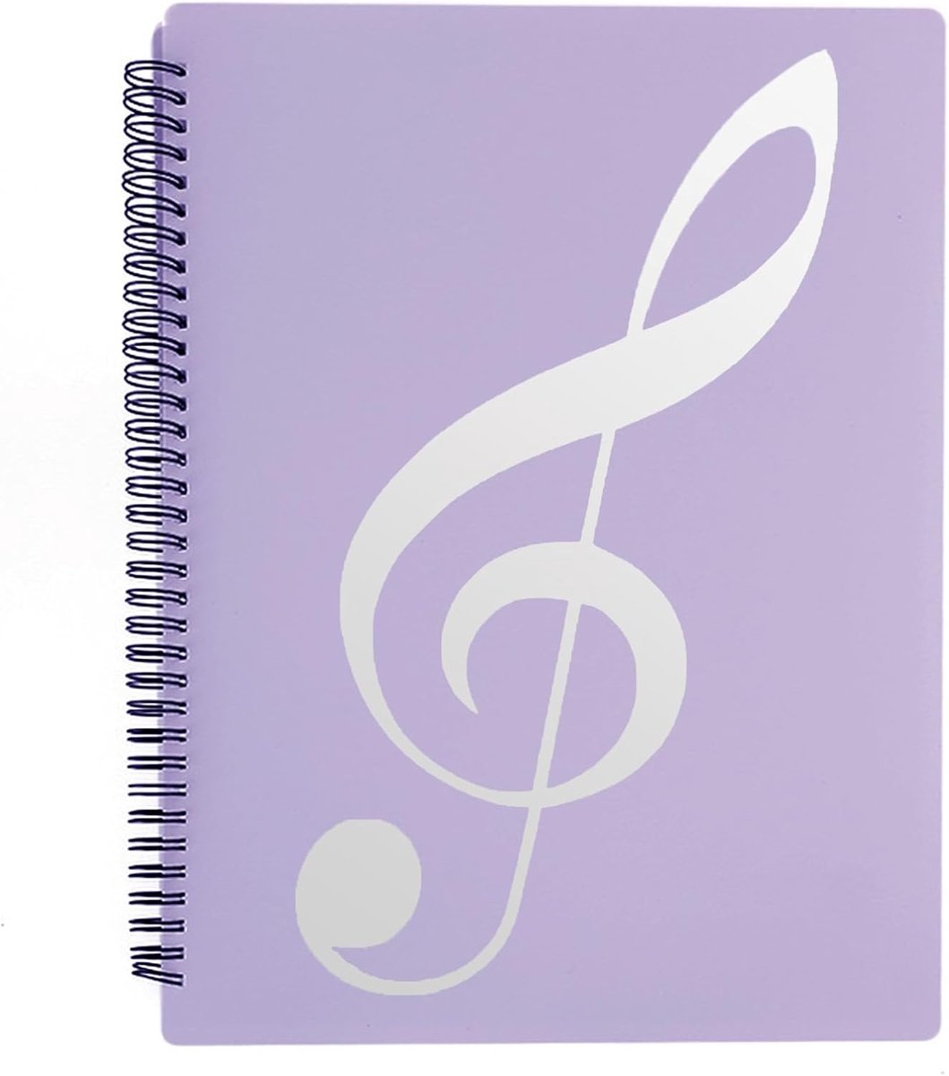 Bladmuziek Folder, Spiraal-gebonden muziek Organizer | Toestaan annotaties, elimineren verblinding, 60 pagina's draagbare muziek houder bindmiddel (paars)
