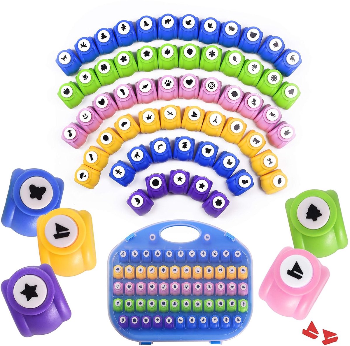 ponsset | School Scrapbooking Papieren Punchers voor Kunst en Ambachten | Gatponsvormen, Papieren ponsen om te knutselen | Premium knutselbenodigdheden kit bevat 60 papieren ponsvormen (60