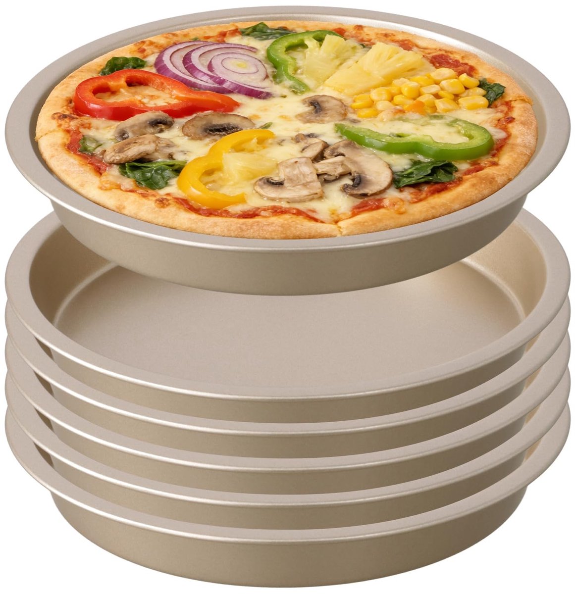 Omgoods- Pizza Bakplaat Diep - 6 Inch - Ronde Bakpan - Duurzaam Koolstofstaal - Antiaanbaklaag - Stabiele Onderkant - Gemakkelijk Opbergen - Pizzapan