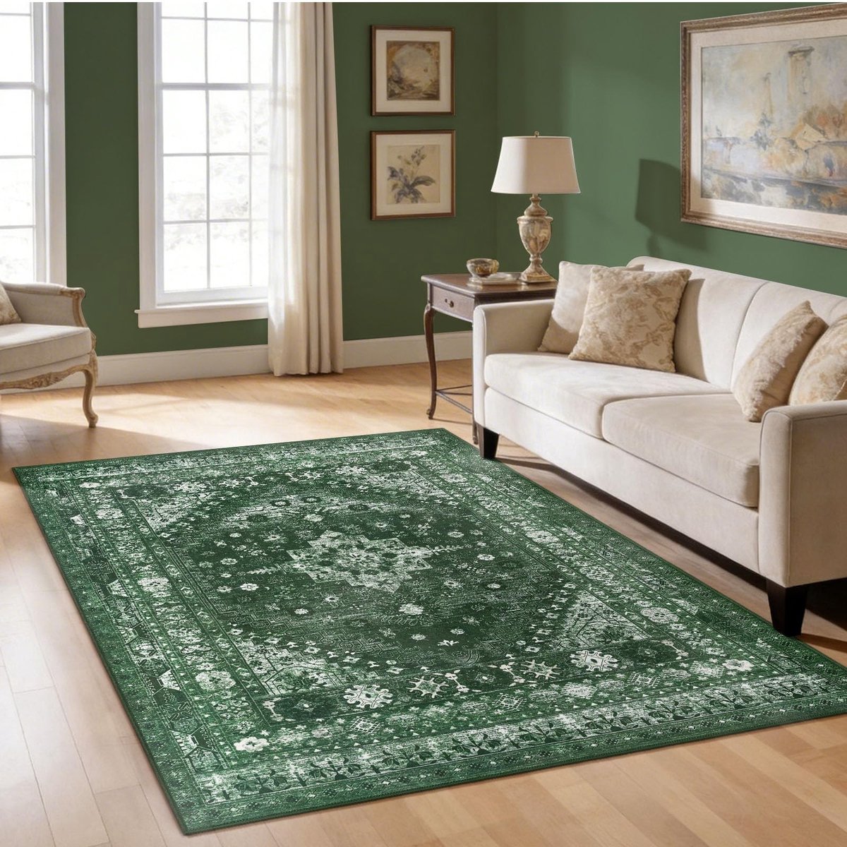 Omgoods - Wasbare Vintage Tapijten 120 x 180 cm Antislip Traditioneel Oosters voor Woonkamer en Keuken