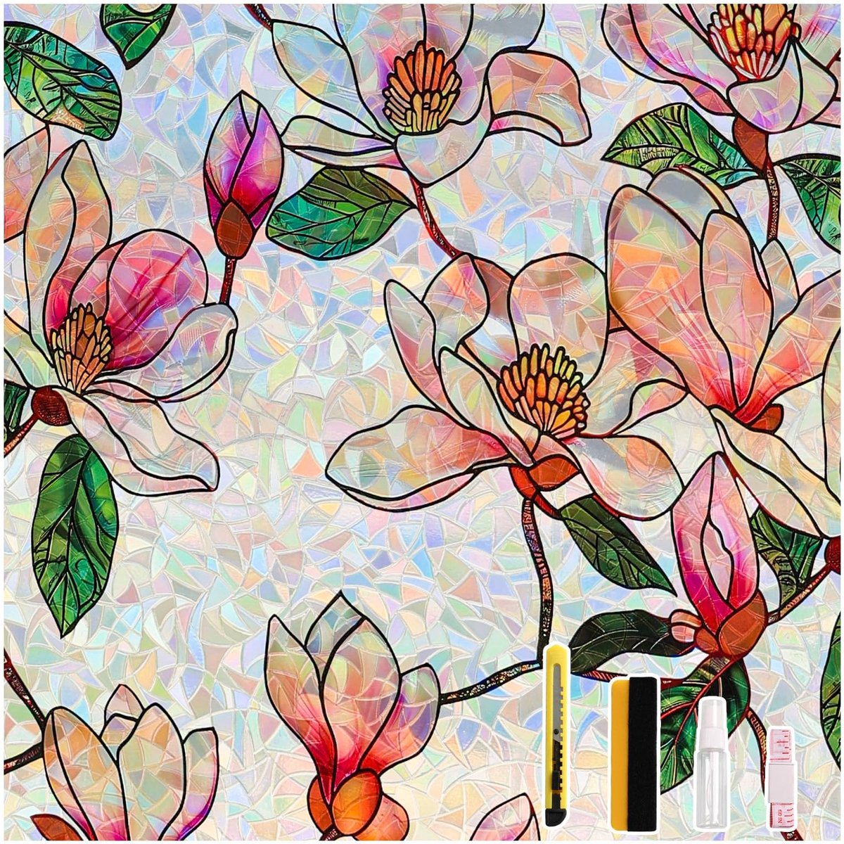 Omgoods - Opaque Zelfklevende Privacy Folie Regenboog Effect 75 x 200 cm