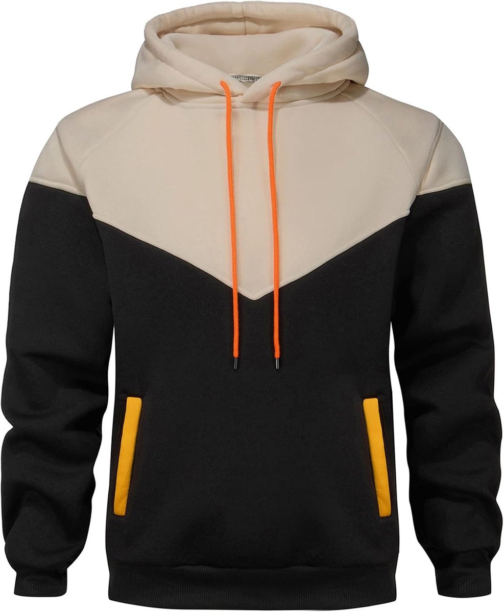 comefohome Hoodie heren pullover lange mouwen sweatjack capuchon kleurblok sweatshirt