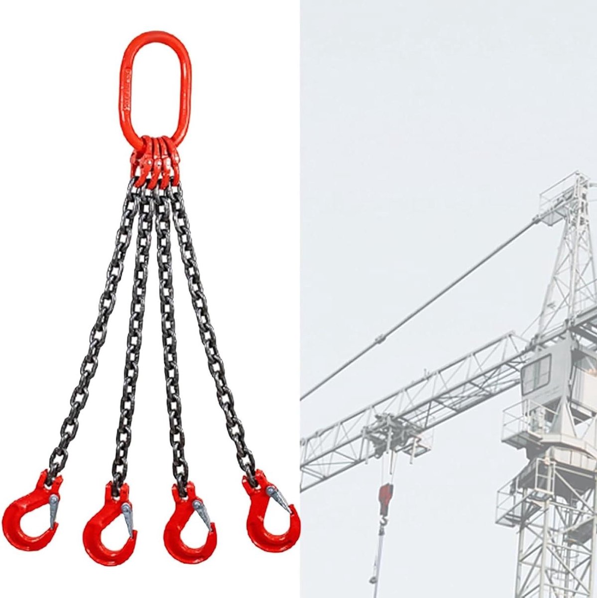 Verstelbare Ketting Sling - Hefketting Grijphaken - Zware Lasten Hefen - Met Gespen Haken - 6500 lbs Capaciteit - Zwart