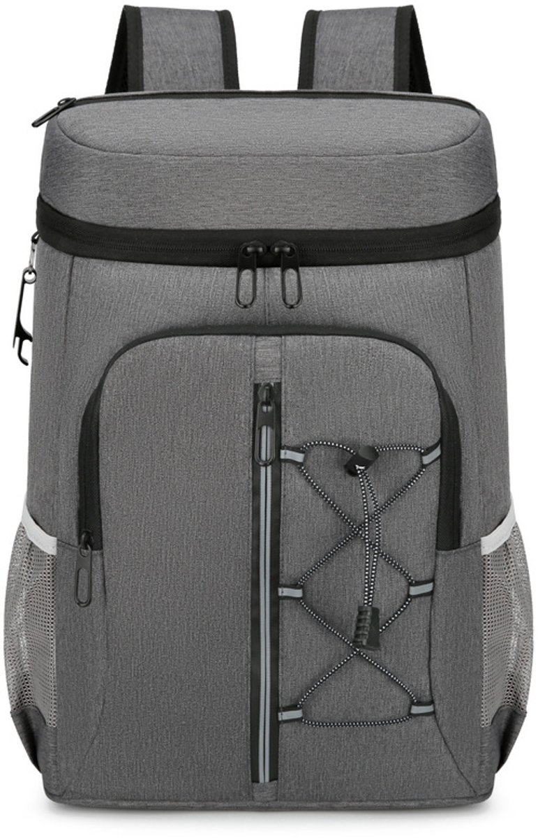 Bobypet - Koelrugzak 30 Liter - Geïsoleerde Picknick Rugzak met Flesopener - Lekvrije en Waterdichte Koeltas - Thermische Rugzak voor Werk, Strand, Camping & BBQ - Voor Heren & Dames - Donkergrijs