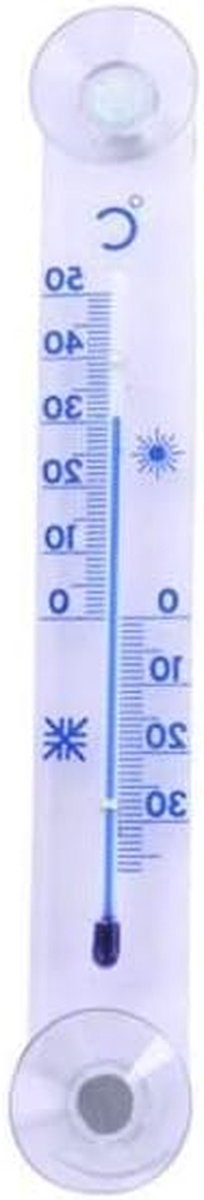 Raamthermometer - Temperatuurmeter - Buiten Temperatuur - Montage Binnenuit - Schaal -35/+50 - Transparant