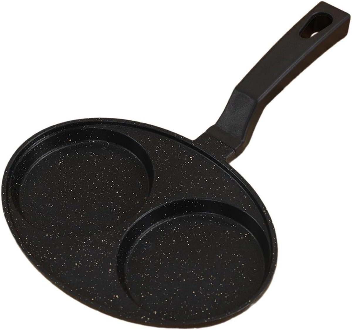 Koekenpan met antiaanbaklaag - Omeletpan Crêpepan - Ontbijt Bakken - Dubbele kopjes - 29x21.5x2 cm - Zwart