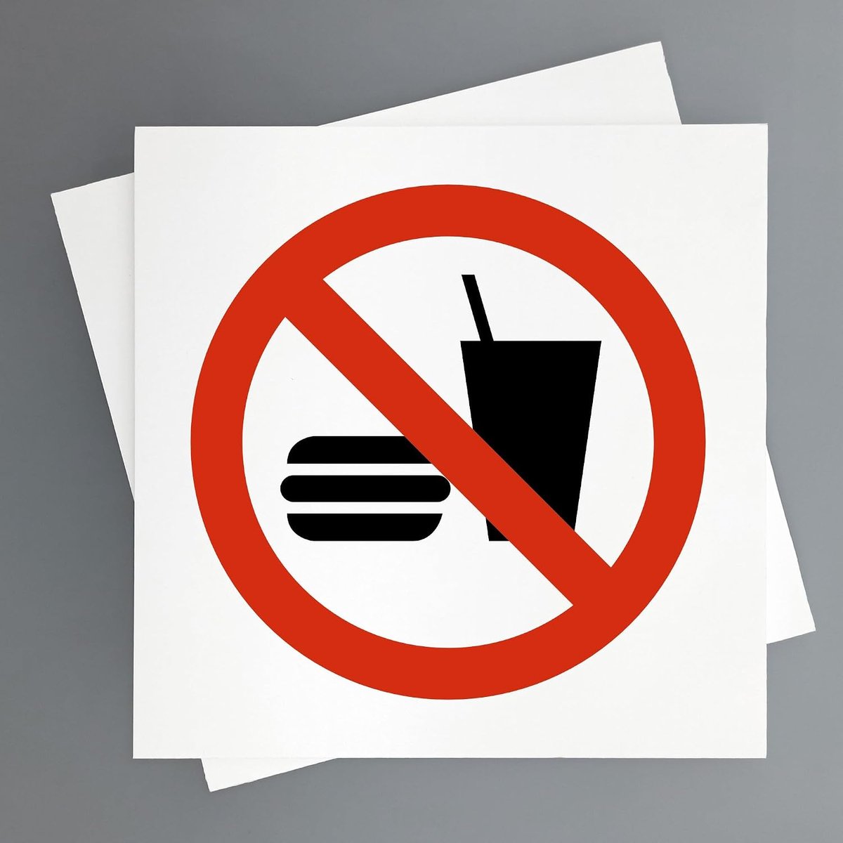 SnelShoppen - Verboden bord om te eten of drinken, 2 stuks, 19 x 19 cm, hoogwaardig PVC, voor binnen en buiten gebruik, zichtbare tekst en afbeeldinge