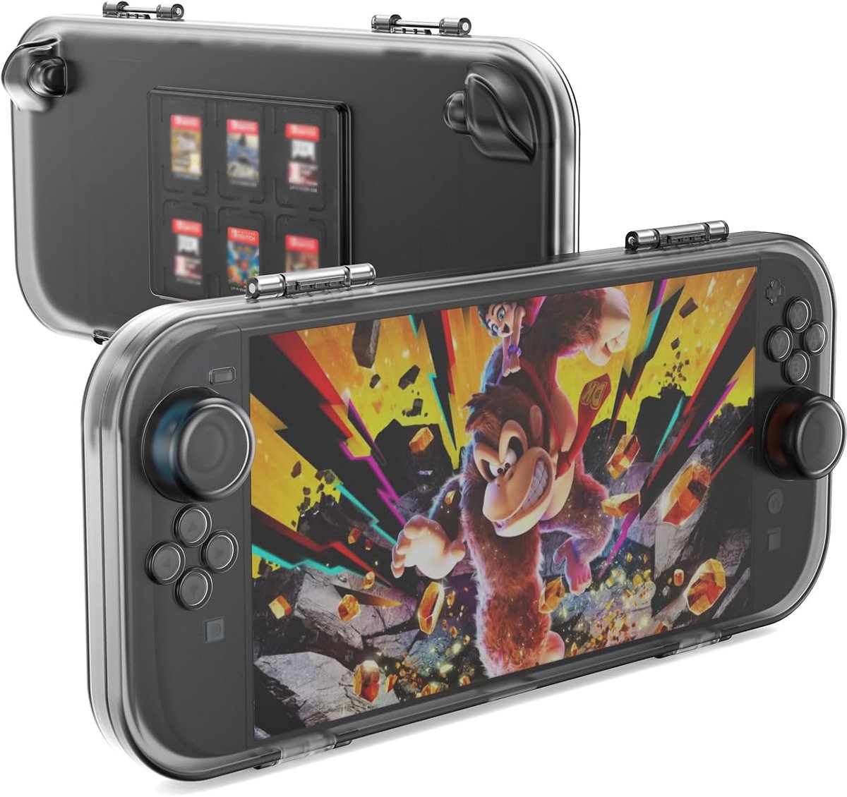 Draagtas voor Nintendo Switch 2, draagbare beschermhoes met 6 spelkaartsleuven, duurzaam pc-materiaal, ultraslanke kliksluiting, hard reishoesje voor Switch 2-console