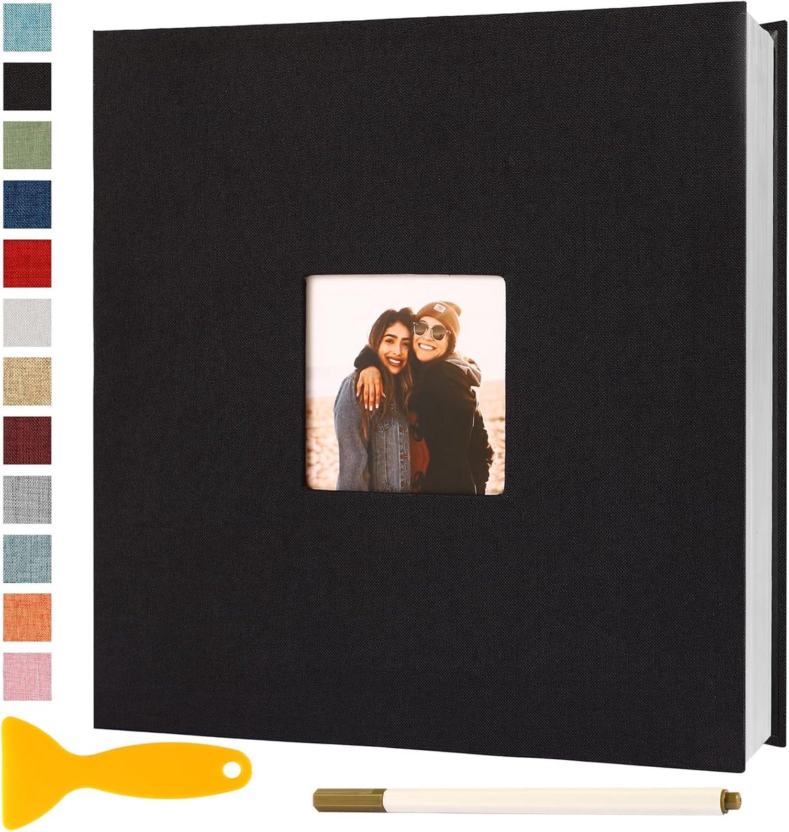 Fotoalbum Zelfklevend 28x27 Groot Scrapbook, 40 Bladzijden Zwart | Fotoboek Baby Trouwen Gastenboek