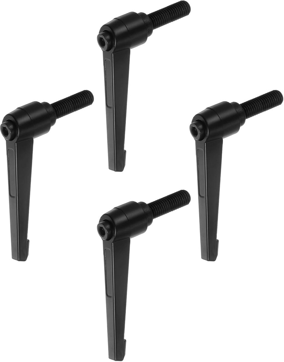 4 stuks instelbare klemhendels M12 x 50 mm buitendraad schroefdraad knoppen draaischroef vergrendeling snelsluiting ratel drukschakelaar handvat zwart