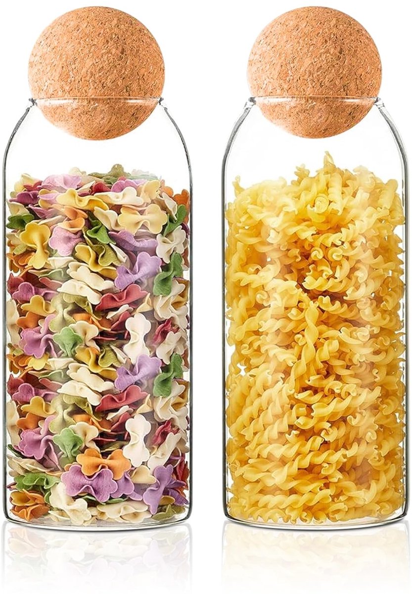 Omgoods - Set van 2 Borosilicaat Glazen Opbergpotten 1200 ml