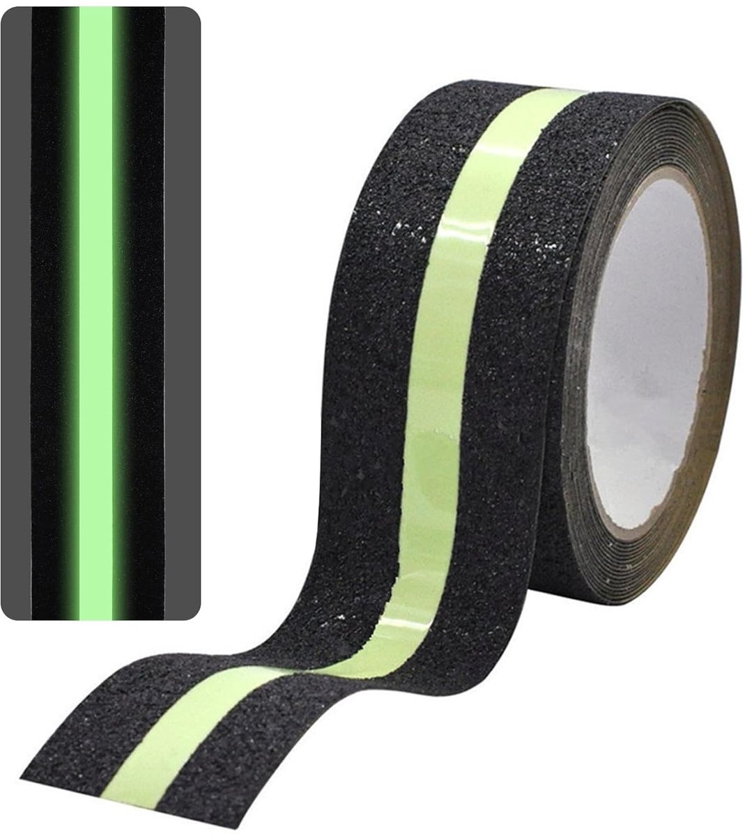 Antislipband, zelfklevend, 5 m x 5 cm, antislip plakband, fluorescerend plakband, markeringstape voor trappen, uitgangen, ladders en gladde vloeren, binnen en buiten