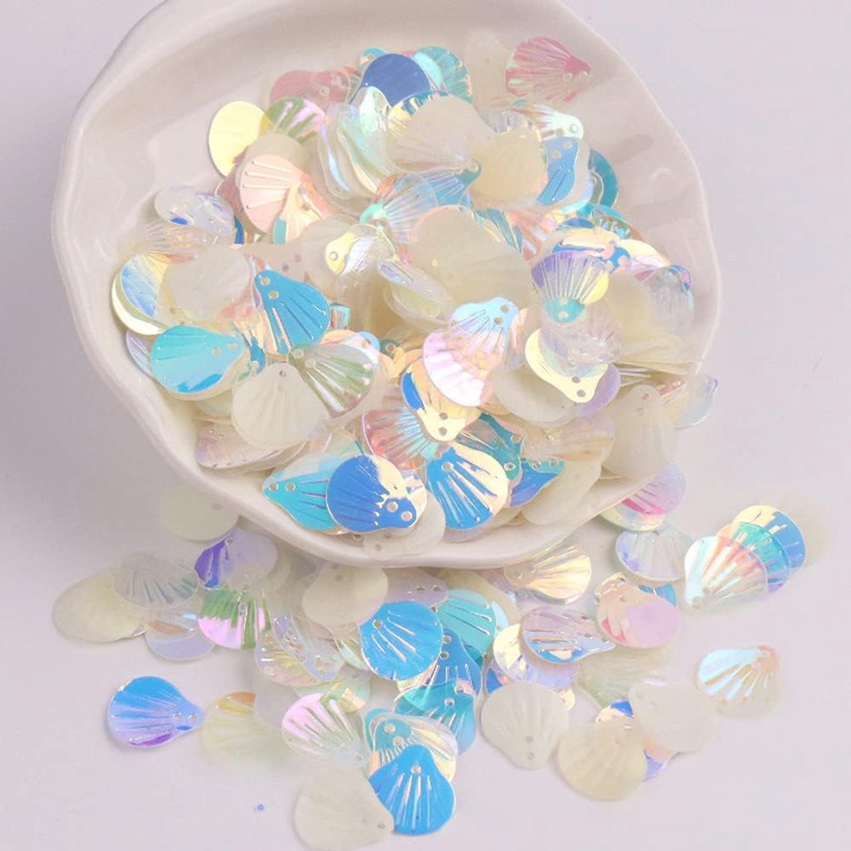 Pailletten, schelpvorm, pailletten, knutselen, losse pailletten cup, glinsterende spangles, handgemaakte doe-het-zelf creatieve kleuren, kralen, pailletten voor handwerk