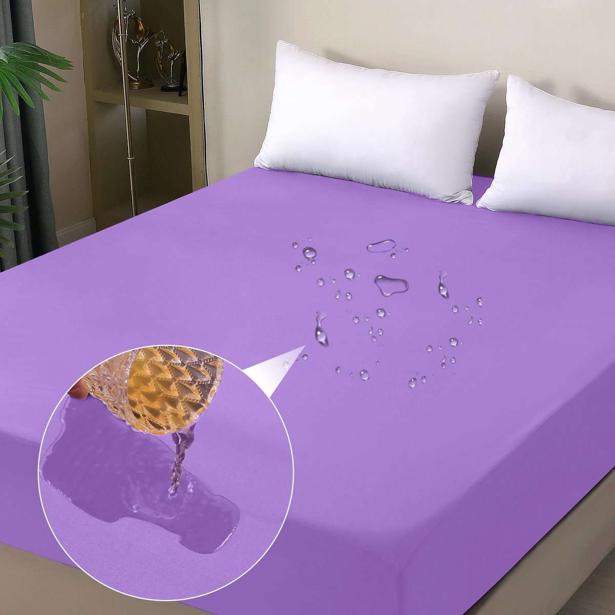 Omgoods - Waterdichte Matrasbeschermer 90 x 200 cm - Ademend en Vochtregulerend - Paarse Kleur