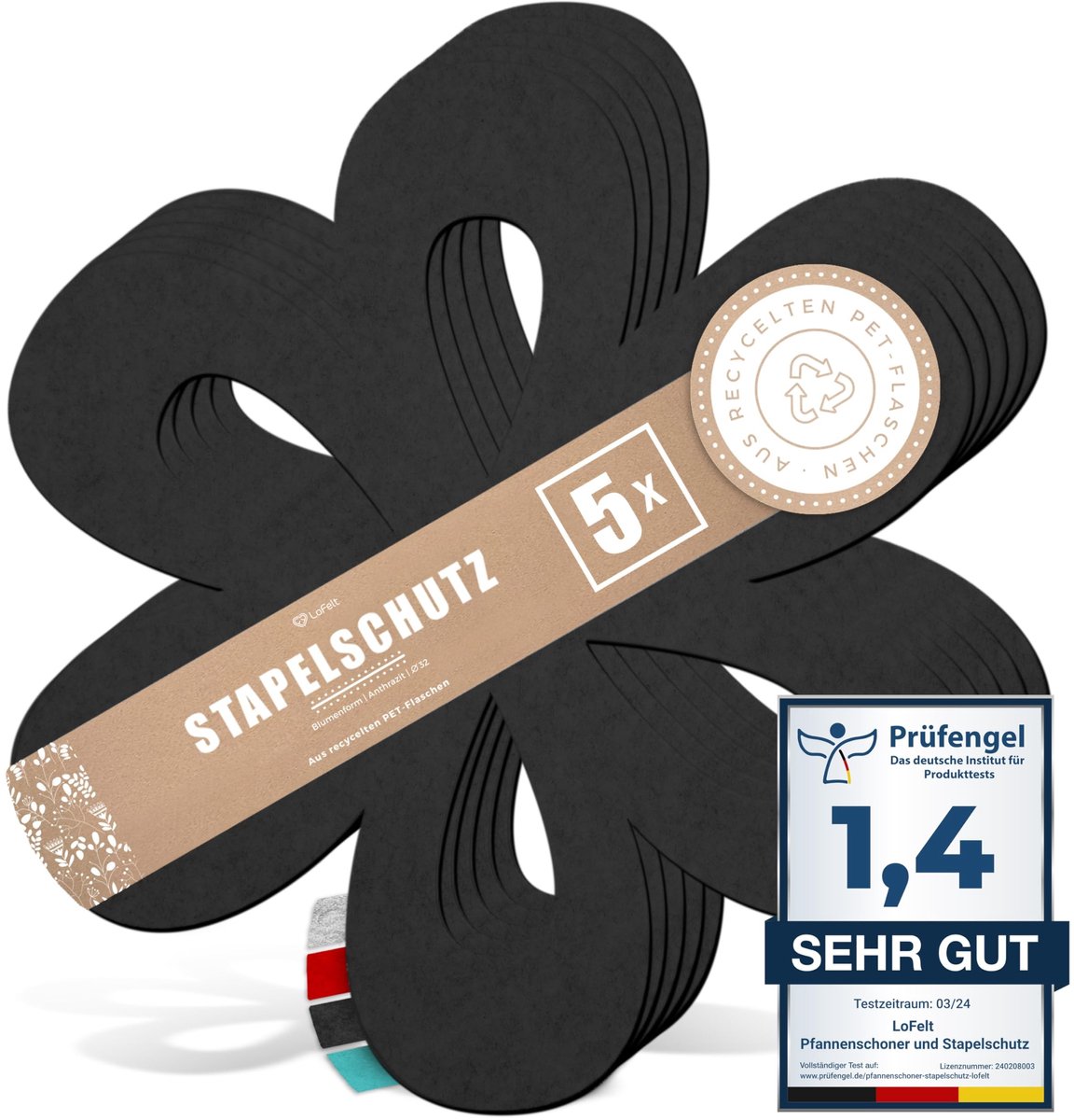 Omgoods - 5 Stuks Pan Beschermers en Stapel Bescherming - Vilt in Anthraciet, 32 cm