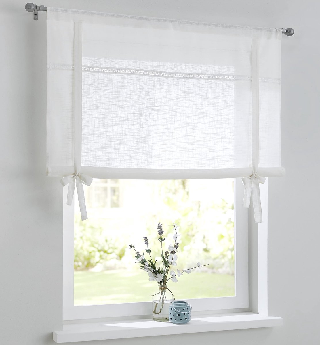 Omgoods - Vicky Rolgordijn - Linnen Look met Hollow Lace Cord 120 x 100 cm
