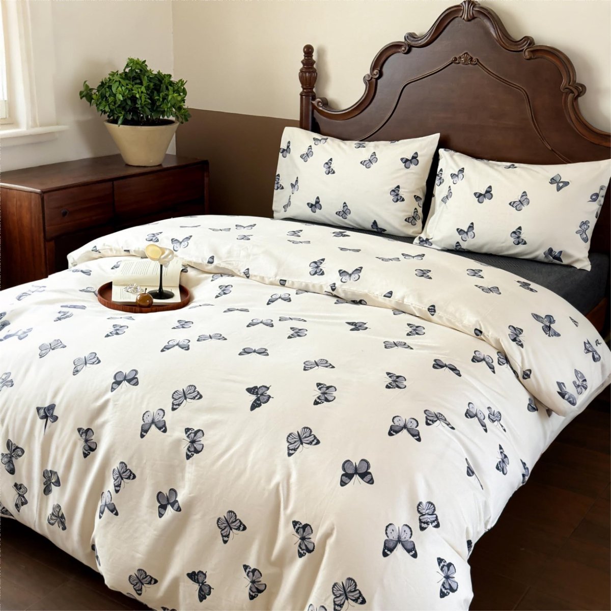 Omgoods - Katoenen Duvet Cover Set met Vlindermotief