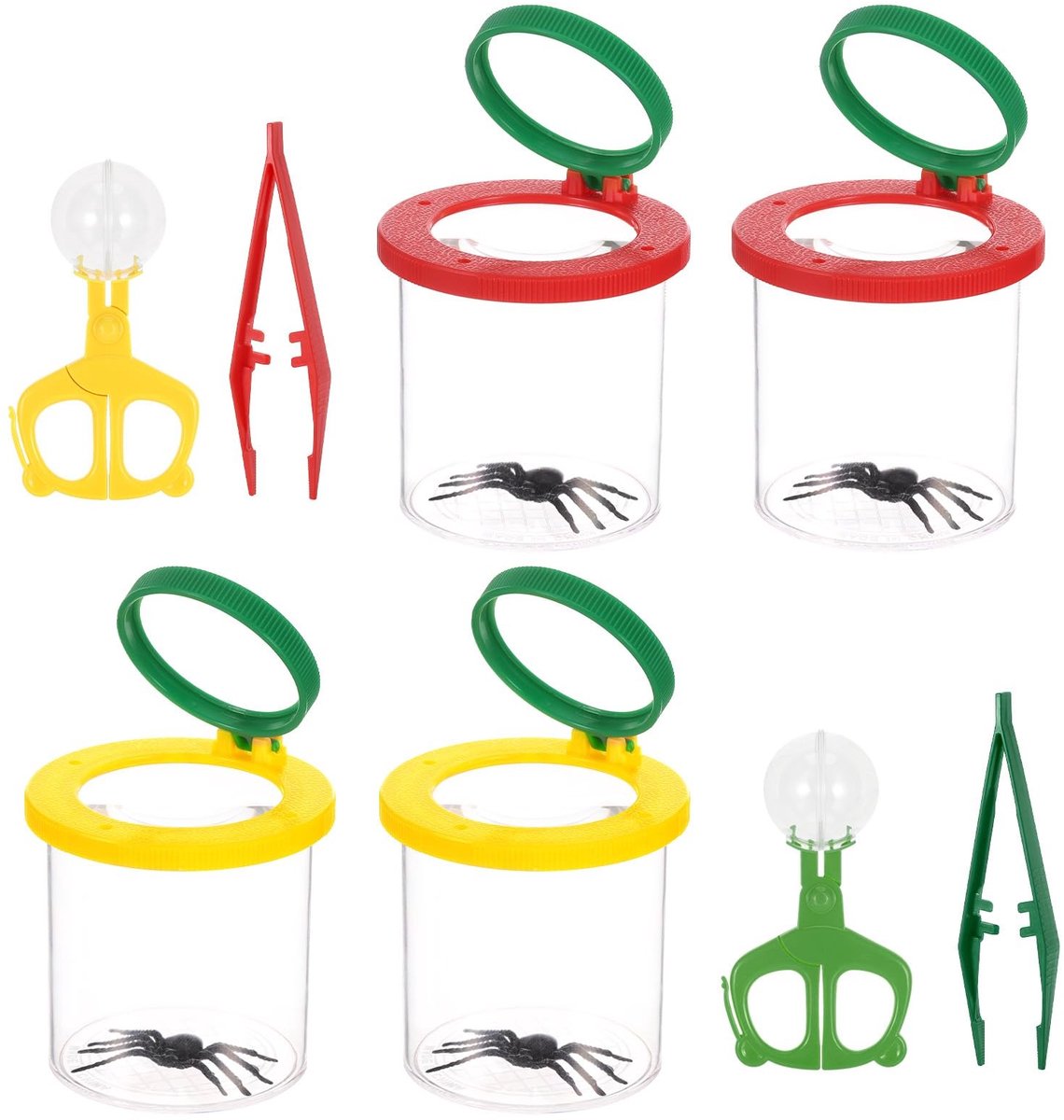 Omgoods - 4 Stuks Vergrootglas Set met Insecten Vangers - Perfect voor Kinderen