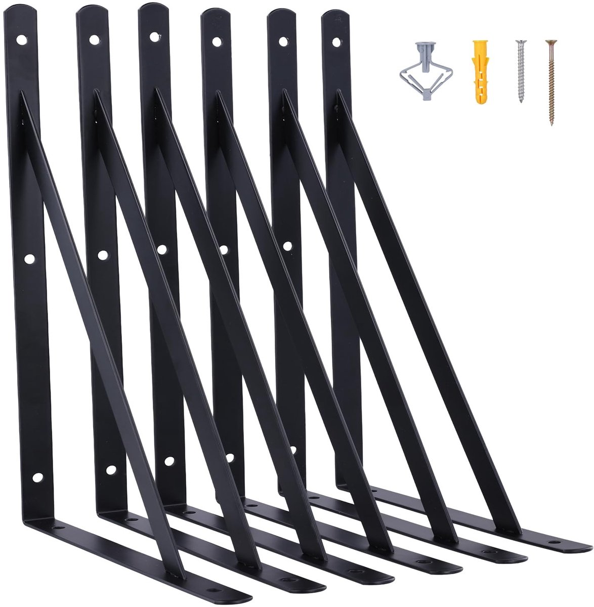 Omgoods - 6 Stuks Plankdragers 300 x 190 mm - Inclusief Schroeven en Plugs