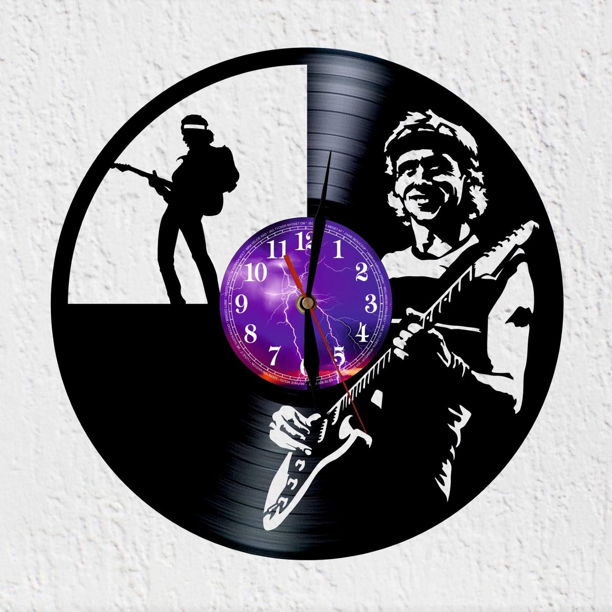 Omgoods - Mark Gitarist Wandklok van Vinyl - Muziek en Kunst in Één