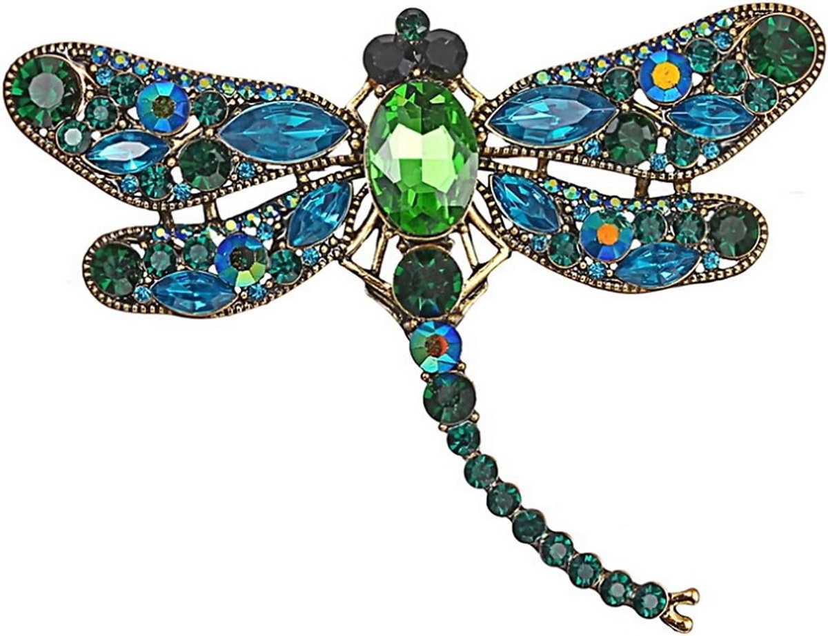 Dragonfly Broche met imitatiekristal, bedel vliegend insect, legering, broche pin, Metaal, Kristal