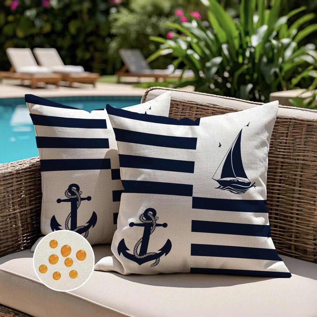 Omgoods - Set van 2 Waterdichte Kussenhoezen 50 x 50 cm in Marineblauw