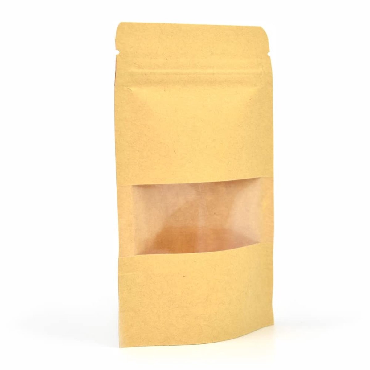 Omgoods - Herbruikbare Kraft Papier Stand-Up Zakjes met Venster - 100 Stuks