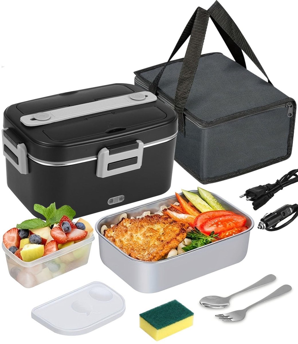 Omgoods - Elektrische Lunchbox 3-in-1 1.8L met Isolatie en Bestek