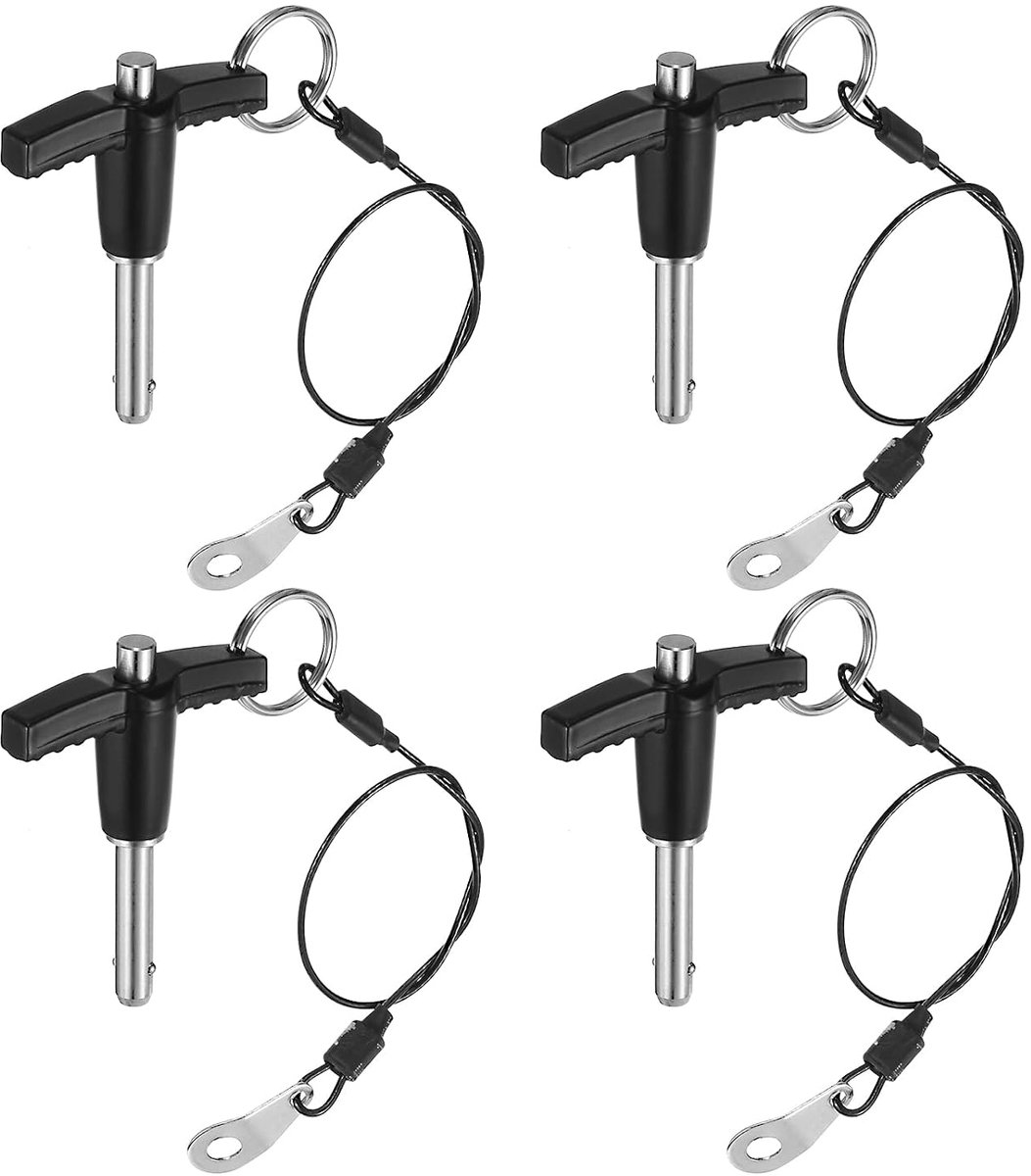 4 stuks T-greep vergrendelingspinnen, 6 mm x 20 mm snelsluitpennen gebruikslengte roestvrij staal drukknop-snelspanpen kogelvergrendelbouten