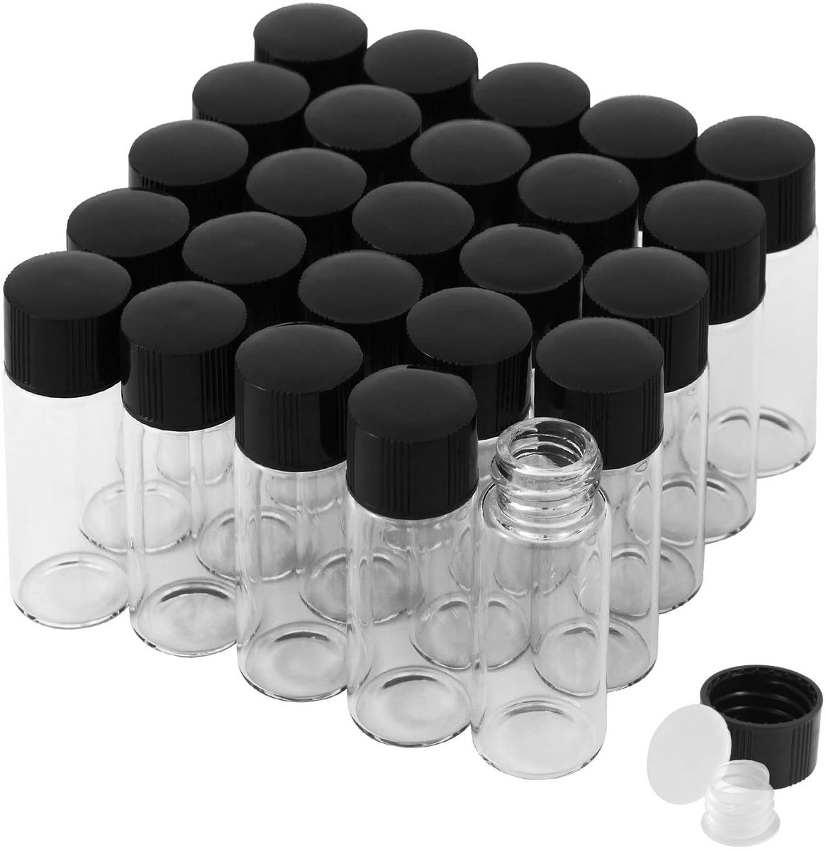 Omgoods - 25 Stuks 10ml Transparante Glazen Flessen met Schroefdeksels
