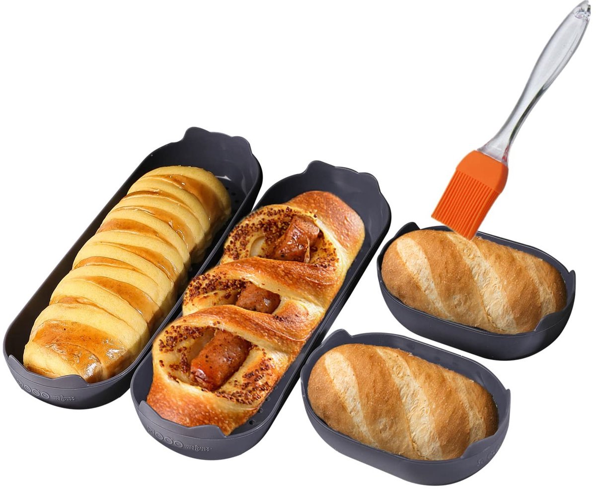 Omgoods - Siliconen Bakvorm Set voor Hot Dogs en Baguettes - 4 Stuks