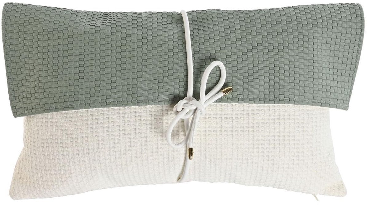 Omgoods - Witte en Groene Kussen 50 x 10 x 30 cm - Polyester, Wasbaar