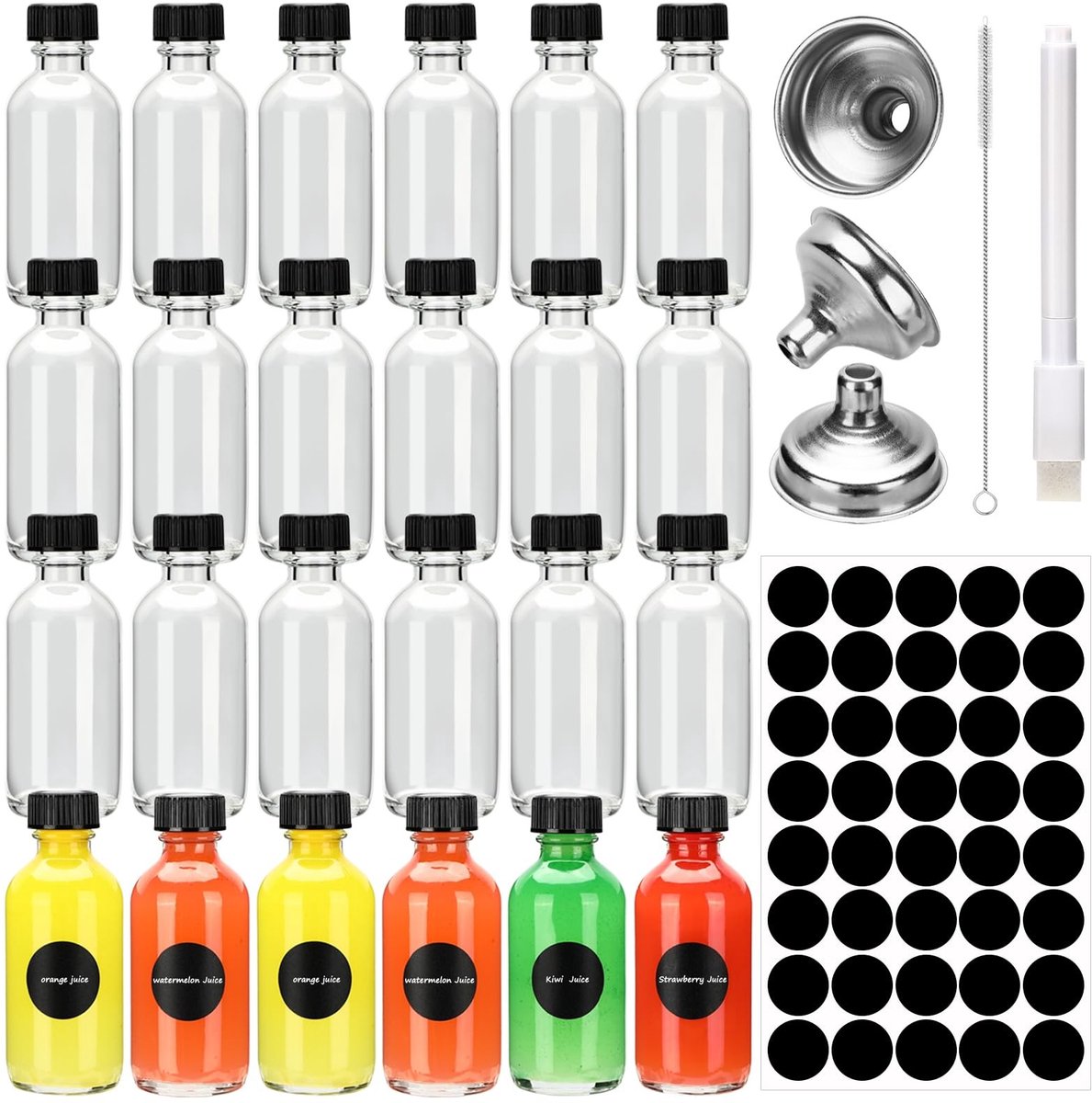 Omgoods - 24 Shot Glazen Flesjes met Deksel - 60ml voor Dranken