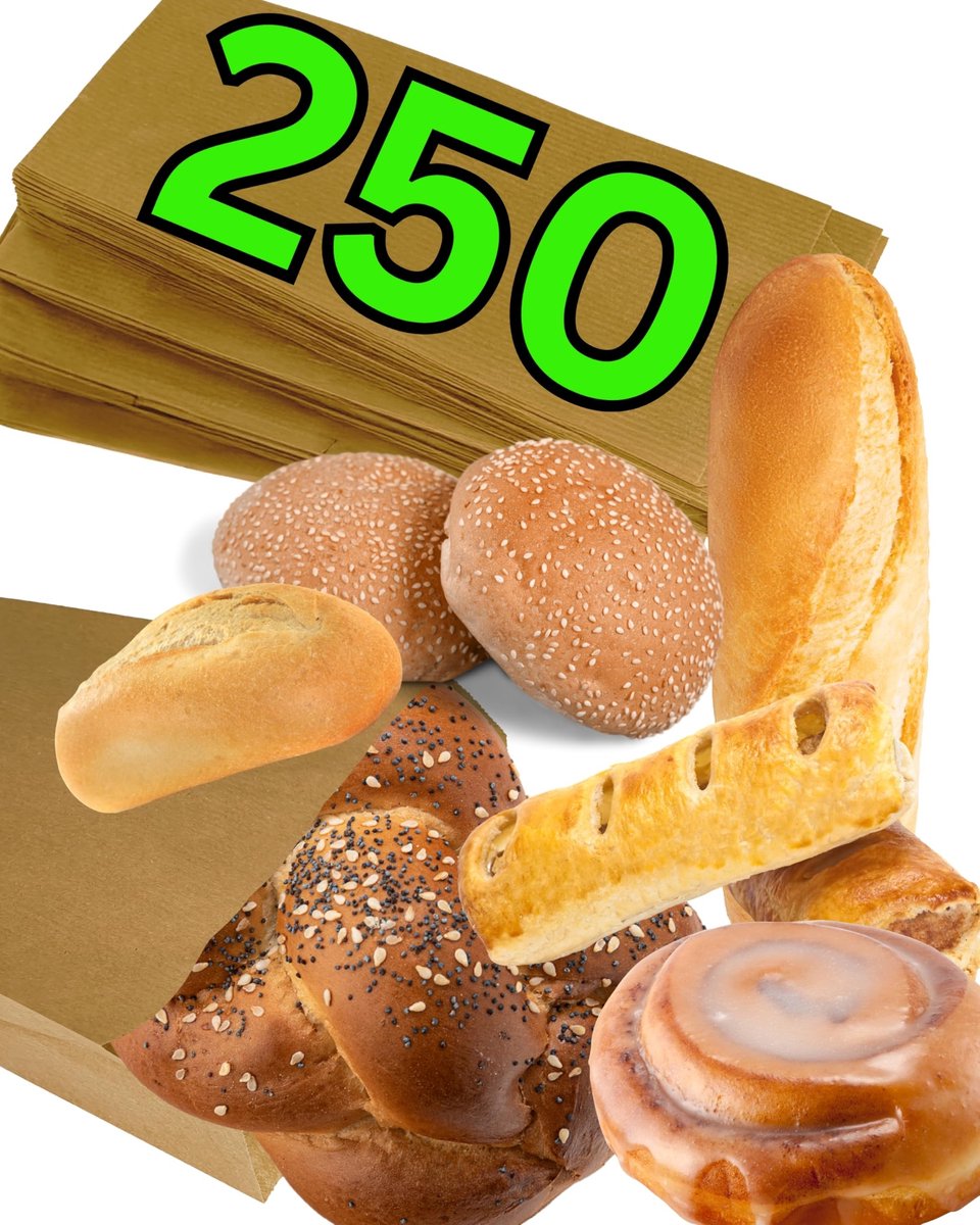Omgoods - 250 Stuks Bruine Papieren Broodzakken - 18x6x29cm - Voor Bakkerijen en Sandwiches