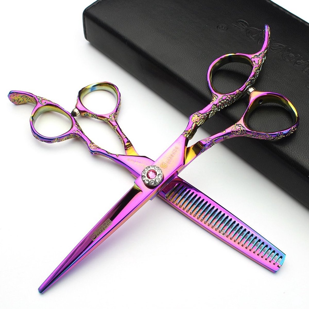 Omgoods - Professionele Haar Scharen Set van 2 met Regenboogafwerking