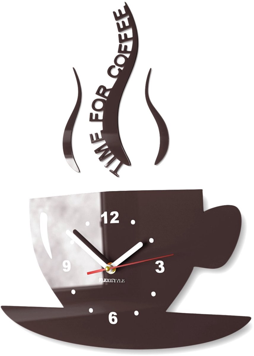 Omgoods - Moderne Keuken Wandklok Time for Coffee - 3D Romeinse Cijfers