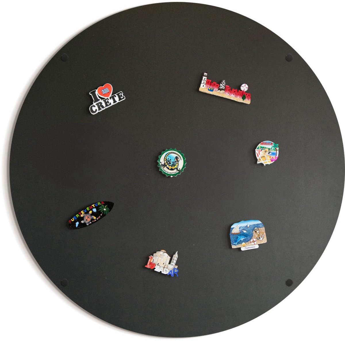 Tulup Whitebord - Kleur Zwart Rond Magneetbord - 90 cm - Metalen magneetborden met lijst - Rond decoratieve magneetborden met print - Magneetbord Muur - Memo Bord