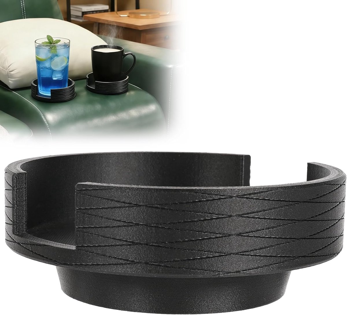 Ulisem - Bekerhouder voor bank - Universele 4 inch verstelbare ring voor armleuningbekers - Past in 81 mm cup holders - Geschikt voor mokken, flessen en wijnglazen - Voorkomt morsen - Geen gereedschap nodig voor installatie-Makkelijk schoon te maken