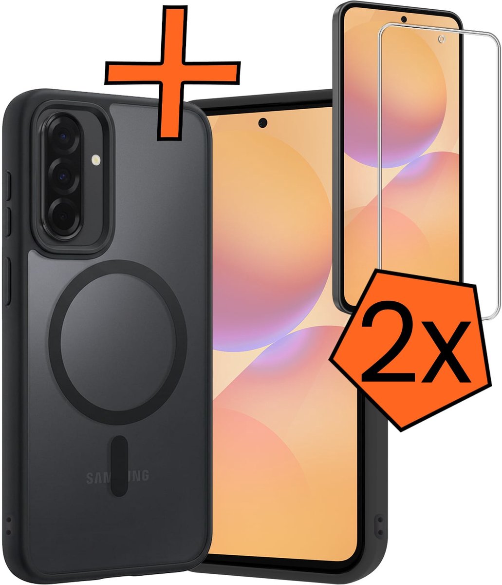 Hoes - Met 2x Screenprotector - Geschikt voor Samsung Galaxy A36 - Magsafe Compatible - Sterk & Shockproof - Back Cover - Shock Proof Case - Telefoon Hoes - Zwart