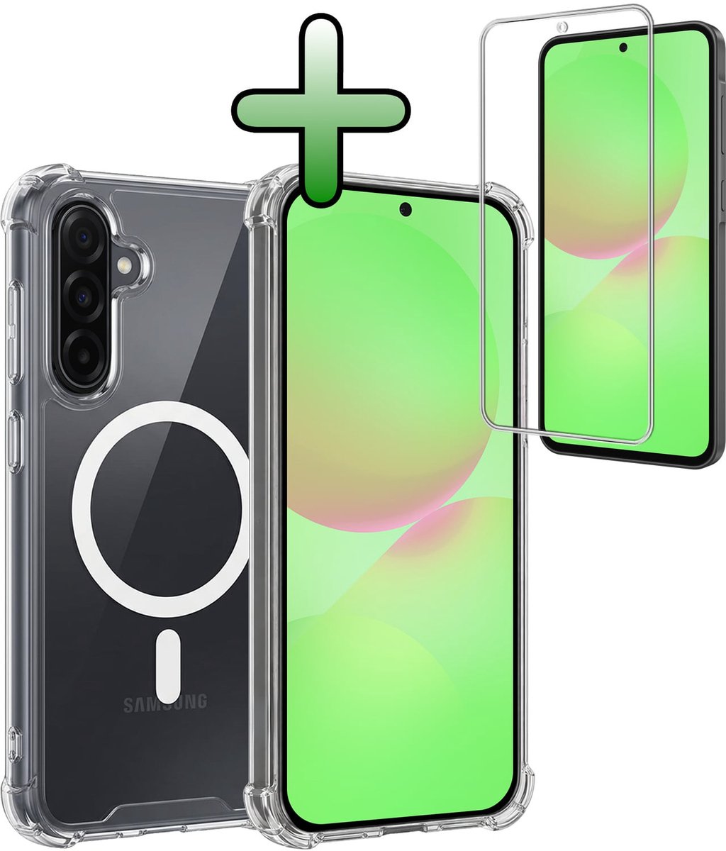 Hoesje Met Screenprotector - Geschikt voor Samsung Galaxy A36 - Magsafe Compatible - Sterk & Shockproof - Back Cover - Shock Proof Case - Telefoon Hoes - Transparant