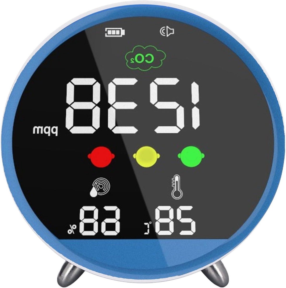 CO2 Detector - Luchtkwaliteitsmeter Hygrometer - Binnenlucht Kwaliteit - Realtime Monitoring - 12 x 12 x 6 cm - Zwart