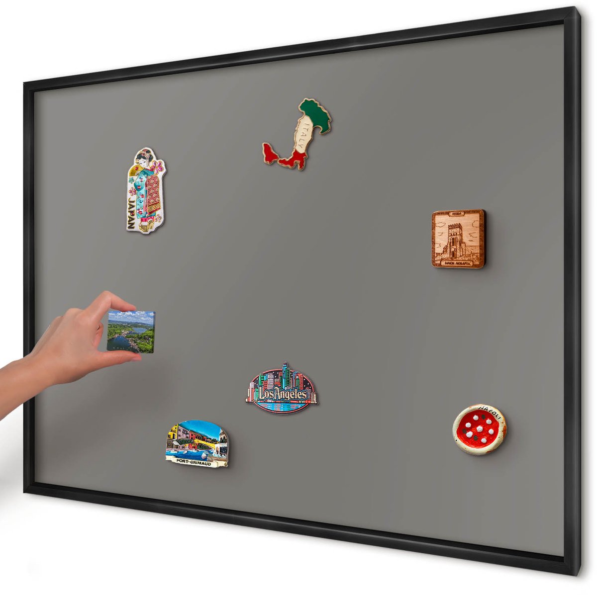 Artprintcave Blauw Magneetbord mit Zwart Frame - 100x70 cm - Donkergrijs Magnetisch Bord - Minimalist Bord Voor Magneten - Achtergronden En Patronen